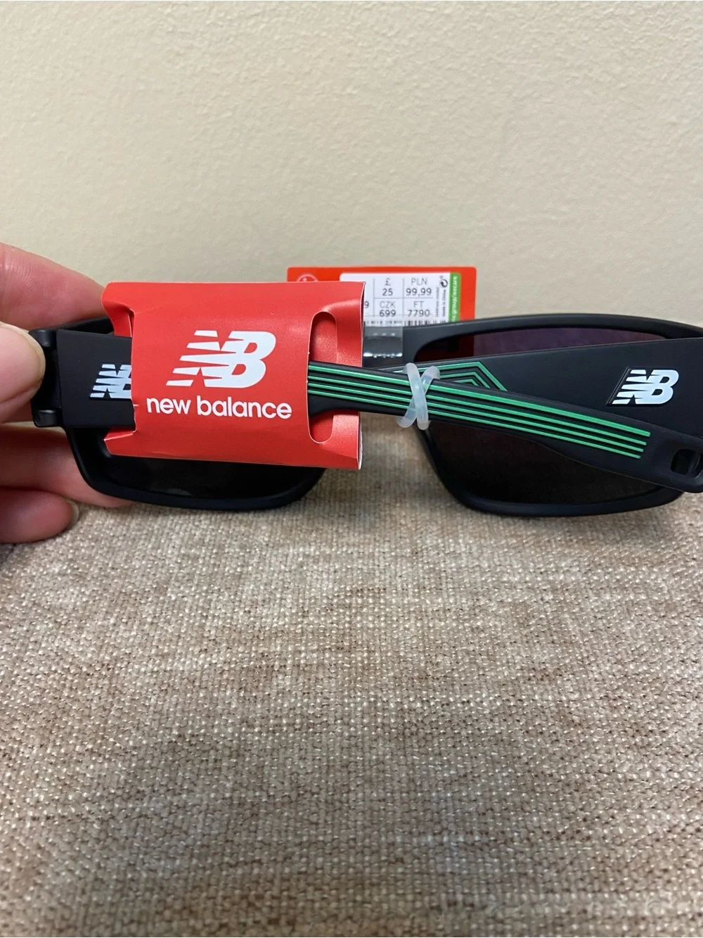 New Balance Black Sunglasses with Blue-Green Mirrored Lenses men New